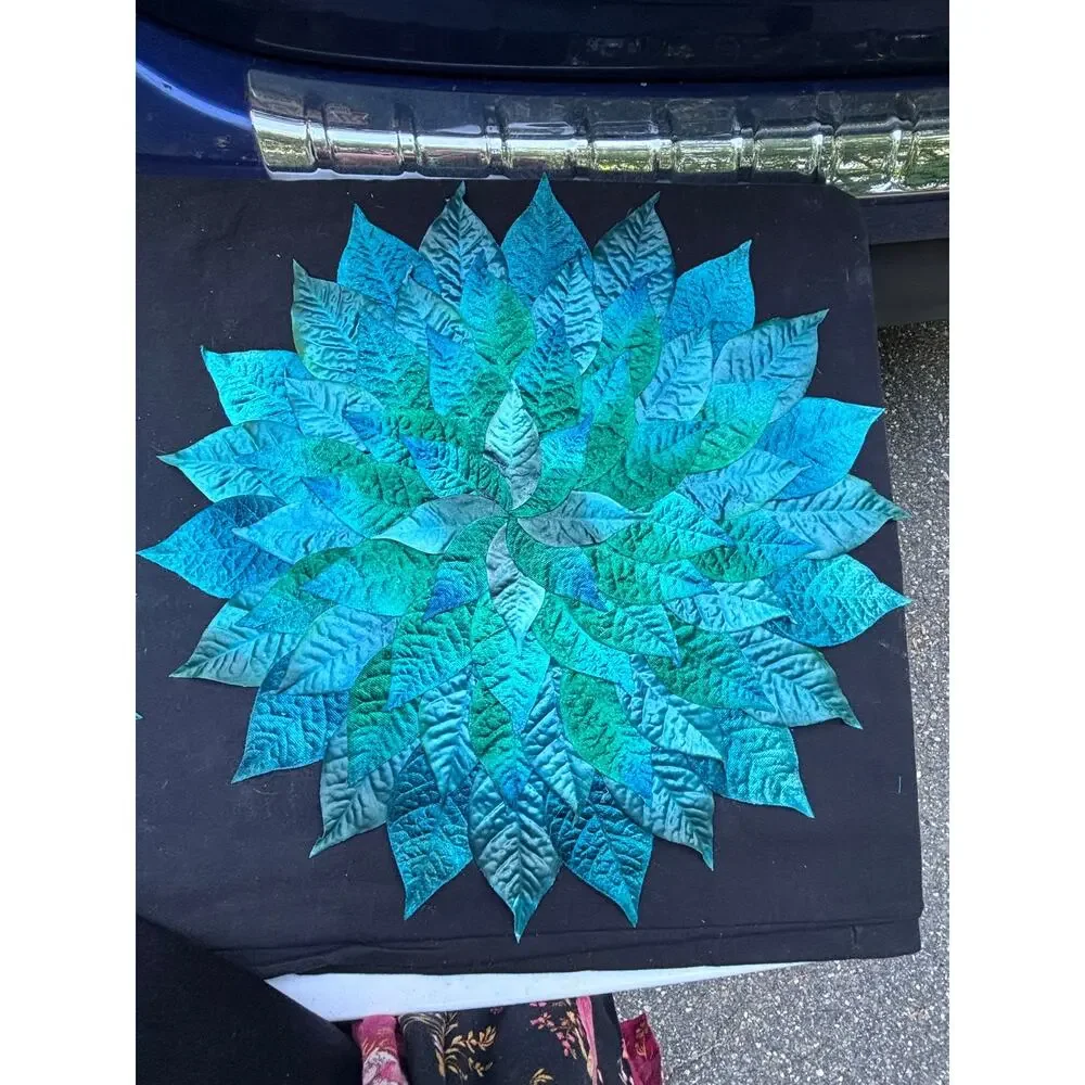 Pier 1 Set of 4 Layered Placemat Accents in Peacock Colors Blue Teal Green Boho